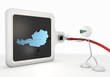 Illustration: 3d render of a cute Austria symbol with futuristic 3d character 3d render of a cute Austria symbol with futuristic 3d character