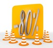 3d render of a -80 discount icon