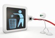 delete icon with futuristic 3d character