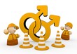 security symbol  with two cute 3d characters