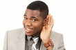 Listening man cupping ear
