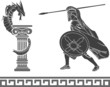Ancient hero and dragon. stencil. second variant