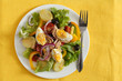 Salad nicoise. Tuna, eggs, potatoes, green beans, tomatoes
