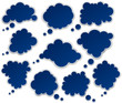 Set of paper blue clouds.
