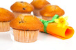 sweet muffins on white background