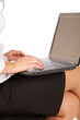 Human hands working on laptop