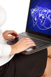Human hands working on laptop