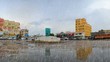 ring square in jeddah at afternoon with heavy rain