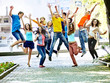 Foto: Group people in summer outdoor. Group people in summer outdoor.