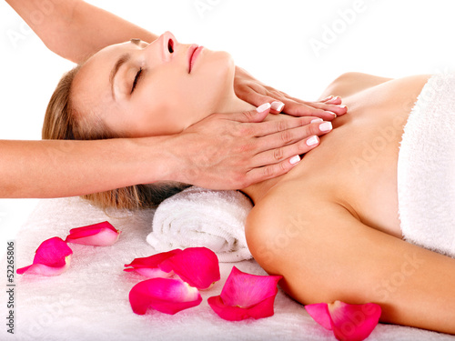 Photo: Woman getting facial massage . Woman getting facial massage .