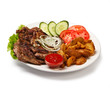 Photo: fried spare ribs with potatoes and vegetables fried spare ribs with potatoes and vegetables