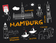 Hansestadt Hamburg, Wahrzeichen, Tafel, Kreide