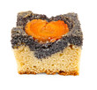 Photo: poppy seed dessert with peach isolated on white poppy seed dessert with peach isolated on white