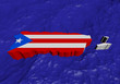 Puerto Rico map flag in abstract ocean illustration