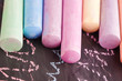 colorful chalk drawing on a blackboard