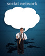 Boy with communication bubble