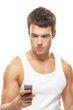 Photo: Young man with mobile phone Young man with mobile phone
