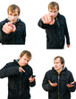 man showing one's finger. Forvard sign