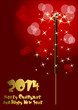 2014 Happy New Year greeting card with sparkler background