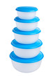 Plastic containers on white background