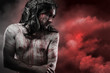 Foto: Jesus Christ over red cloudscape, calvary concept Jesus Christ over red cloudscape, calvary concept