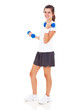 Foto: teen girl lifting dumbbells teen girl lifting dumbbells