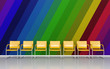 Colorful interior - oblique colored lines on wall