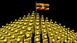 pyramid of men with rippling Ugandan flag animation