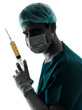 doctor suegon  Anesthetist man holding surgery needle silhouette