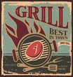 Retro BBQ poster template with fresh beef steak