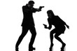 couple woman man detective secret agent criminal  silhouette
