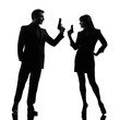 Photo: couple woman man detective secret agent criminal silhouette couple woman man detective secret agent criminal silhouette