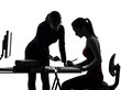 teacher woman mother teenager girl studying silhouette