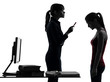 teacher woman mother teenager girl reproach discussion  in silho