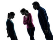 Photo: family father mother daughter dispute reproach silhouette family father mother daughter dispute reproach silhouette