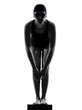 Foto: woman competition swimmer on starting silhouette woman competition swimmer on starting silhouette
