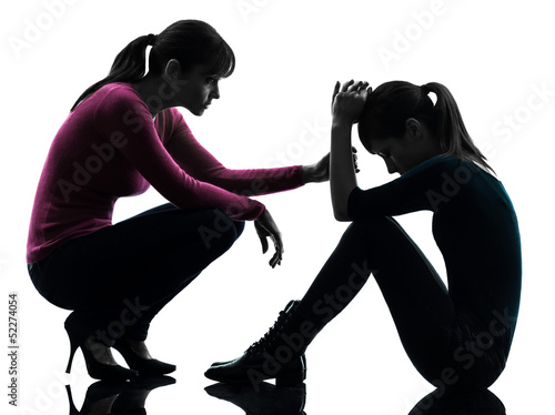 Photo: family mother consoling daughter daughter silhouette family mother consoling daughter daughter silhouette