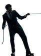 business man pulling a rope silhouette