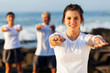 fit young teen girl exercising