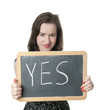 Foto: Frau zeigt YES Frau zeigt YES