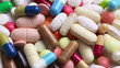 Medical pills turning in a loop