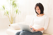 beautiful asian woman using laptop computer