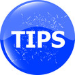 tips blue icon button in stamp style