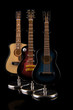 acoustic and electric guitars set