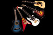 acoustic and electric guitars set