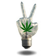 Peace sign light bulb with marijuana leaf