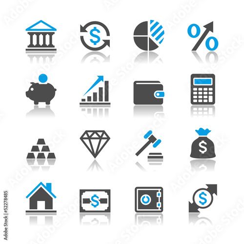 Vector: Financial investment icons - reflection theme Financial investment icons - reflection theme