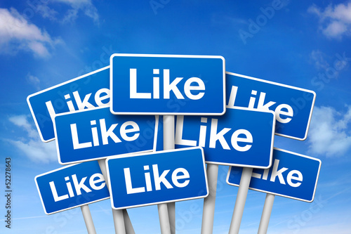 Illustration: Schilder mit Like Schilder mit Like