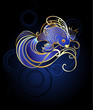 goldfish on a blue background