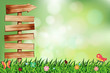 Vektor: Vector natural green background with wood signboard Vector natural green background with wood signboard